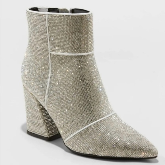 a new day Shoes - Size 8 A new day Sparkling Silver Ankle Booties
